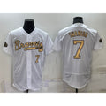 Atlanta Braves #7 Dansby Swanson White Puhics Number 2022 All Star Stitched Flex Base Jersey