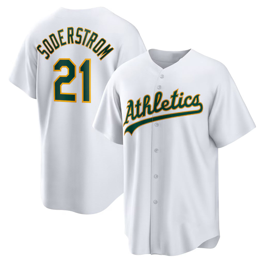 Oakland Athletics #21 Tyler Soderstrom White Puhics Home Replica Jersey 2