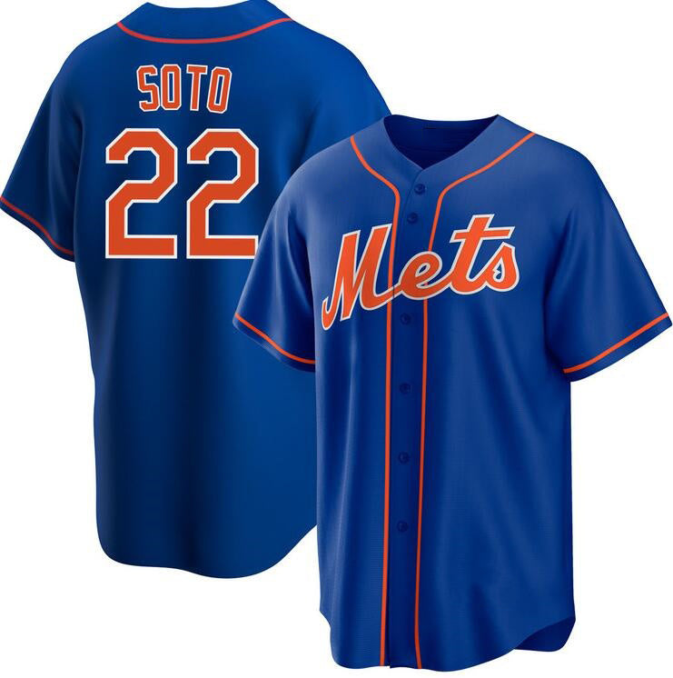 New York Mets #22 Juan Soto Royal Puhics 2024 Cool Base Limited Stitched Jersey