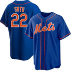 New York Mets #22 Juan Soto Royal Puhics 2024 Cool Base Limited Stitched Jersey