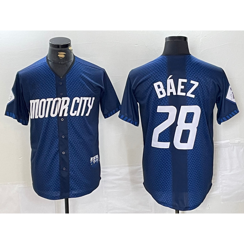 Detroit Tigers #28 Javier Baez 2024 Navy Puhics City Connect Cool Base Limited Stitched Jersey