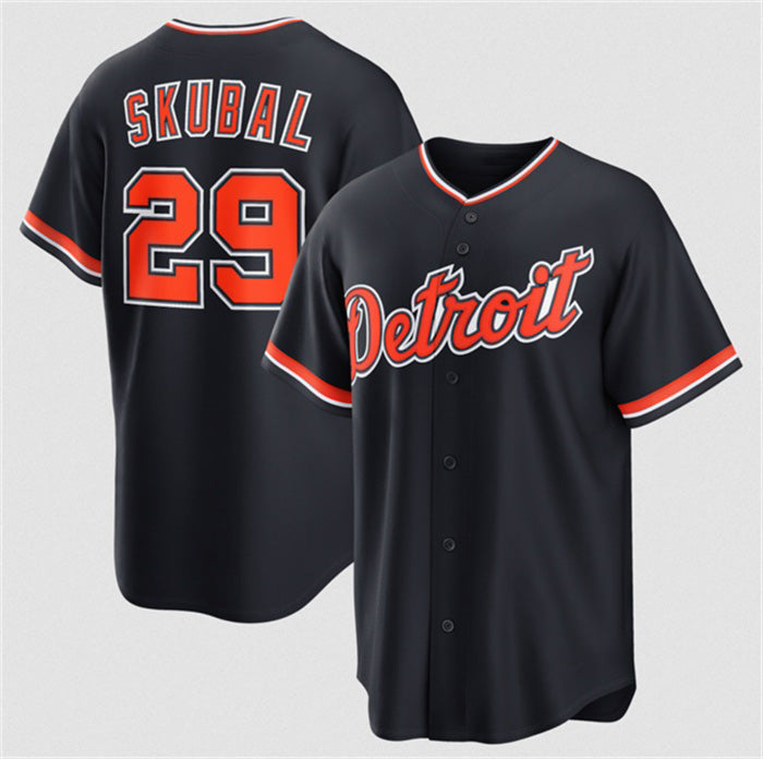Detroit Tigers #29 Tarik Skubal Navy Puhics Alternate Stitched Jersey