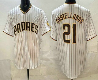 San Diego Padres #21 Nick Castellanos White Puhics Cool Base Jersey