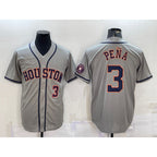 Houston Astros #3 Jeremy Pena Number Grey Puhics With Patch Stitched Cool Base Jersey
