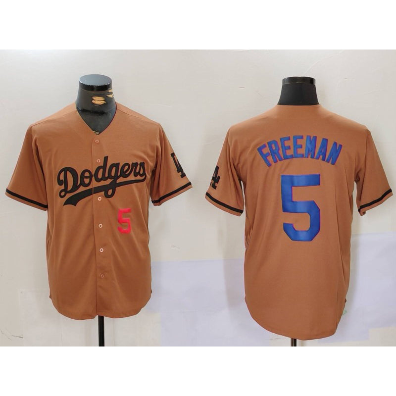 Los Angeles Dodgers #5 Freddie Freeman Number Olive Puhics Cool Base Limited Stitched Jersey 2