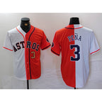 Houston Astros #3 Jeremy Pena Number White Orange Puhics Split Stitched Jersey