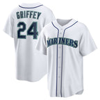 Seattle Mariners #24 Ken Griffey Jr. White Puhics Retired Player Replica Jersey