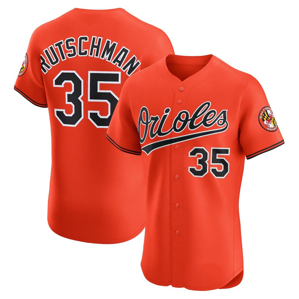 Baltimore Orioles #35 Adley Rutschman Orange Puhics Alternate 2 Elite Jersey