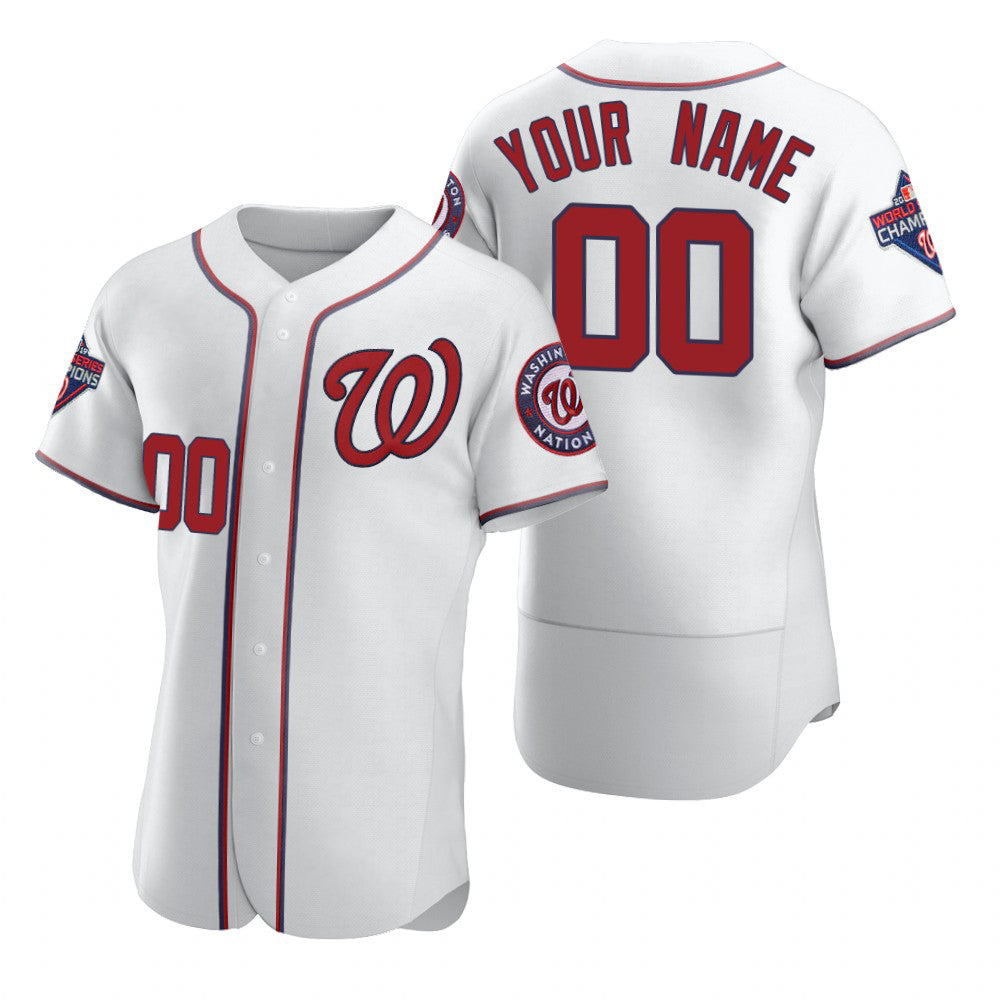 Custom Washington Nationals White Puhics 2020 Stitched Flex Base Jersey
