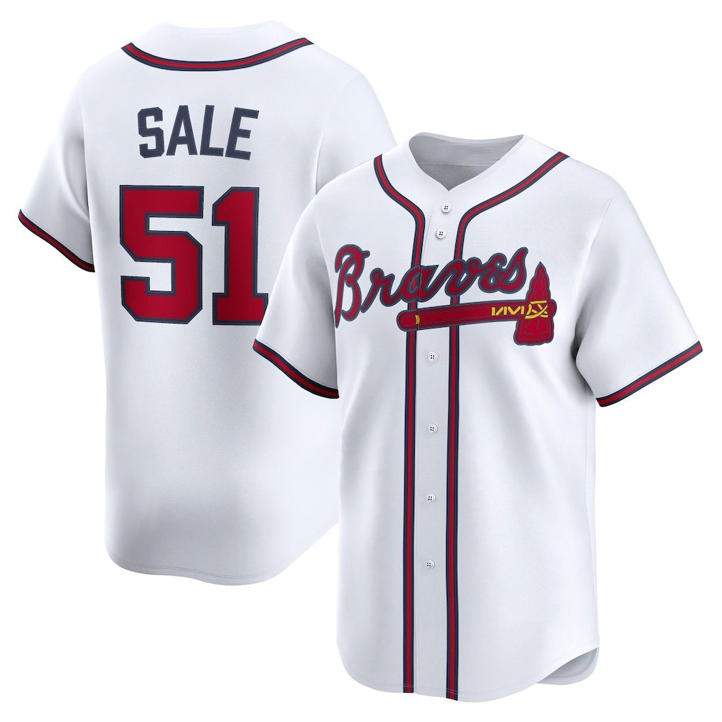 Atlanta Braves #51 Chris Sale White Puhics Home Limited Player Jersey