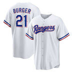 Texas Rangers #21 Jake Burger White Puhics Home Replica Jersey