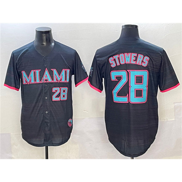 Miami Marlins #28 Kyle Stowers Black Puhics 2025 City Connect Limited Stitched Jersey