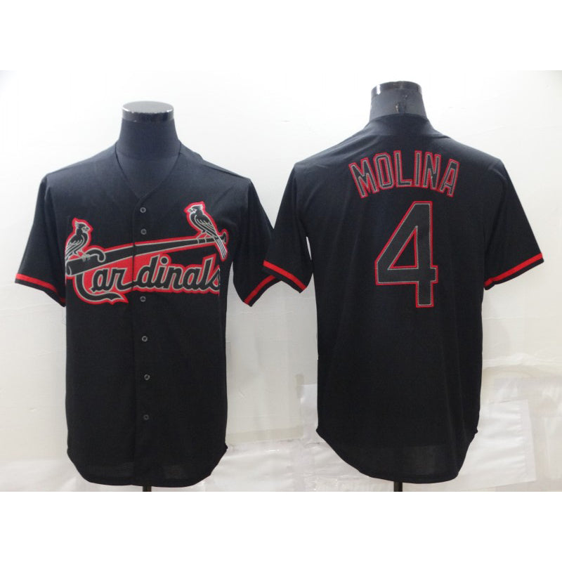 St. Louis Cardinals #4 Yadier Molina Lights Out Black Puhics Fashion Stitched Cool Base Jersey