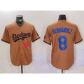 Los Angeles Dodgers #8 Kike Hernandez Number Olive Puhics Cool Base Limited Stitched Jersey 2