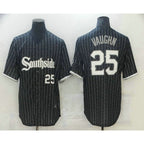 Chicago White Sox #25 Andrew Vaughn Black Puhics With Small Number 2021 City Connect Stitched Cool Base Jersey
