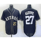 Houston Astros #27 Jose Altuve Number Black Puhics Cool Base Stitched Jersey