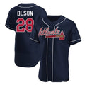Atlanta Braves #28 Matt Olson Navy Puhics Flex Base Stitched Jersey