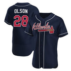 Atlanta Braves #28 Matt Olson Navy Puhics Flex Base Stitched Jersey