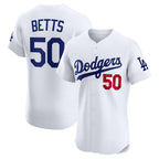 Los Angeles Dodgers #50 Mookie Betts White Puhics Home Elite Player Jersey