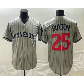 Minnesota Twins #25 Byron Buxton 2023 Grey Puhics Home Team Cool Base Stitched Jersey