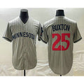 Minnesota Twins #25 Byron Buxton 2023 Grey Puhics Home Team Cool Base Stitched Jersey