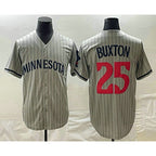 Minnesota Twins #25 Byron Buxton 2023 Grey Puhics Home Team Cool Base Stitched Jersey