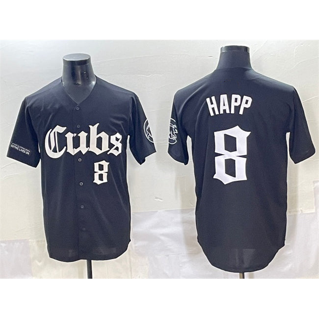 Chicago Cubs #8 Ian Happ Black Puhics 'Gothic North Side Edition' Vapor Premier Limited Stitched Jersey