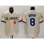 Los Angeles Dodgers #8 Kobe Bryant Number Cream Puhics 2024 City Connect Limited Stitched Jerseys