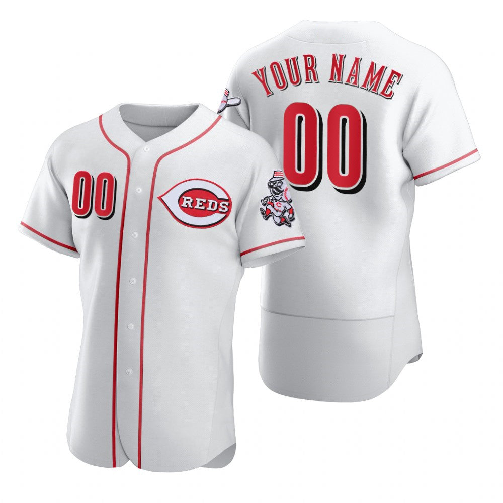 Custom Cincinnati Reds White Puhics 2020 Stitched Flex Base Jersey