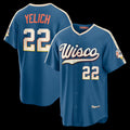 Milwaukee Brewers #22 Christian Yelich Mineral Blue Puhics 2026 City Connect Stadium Jersey