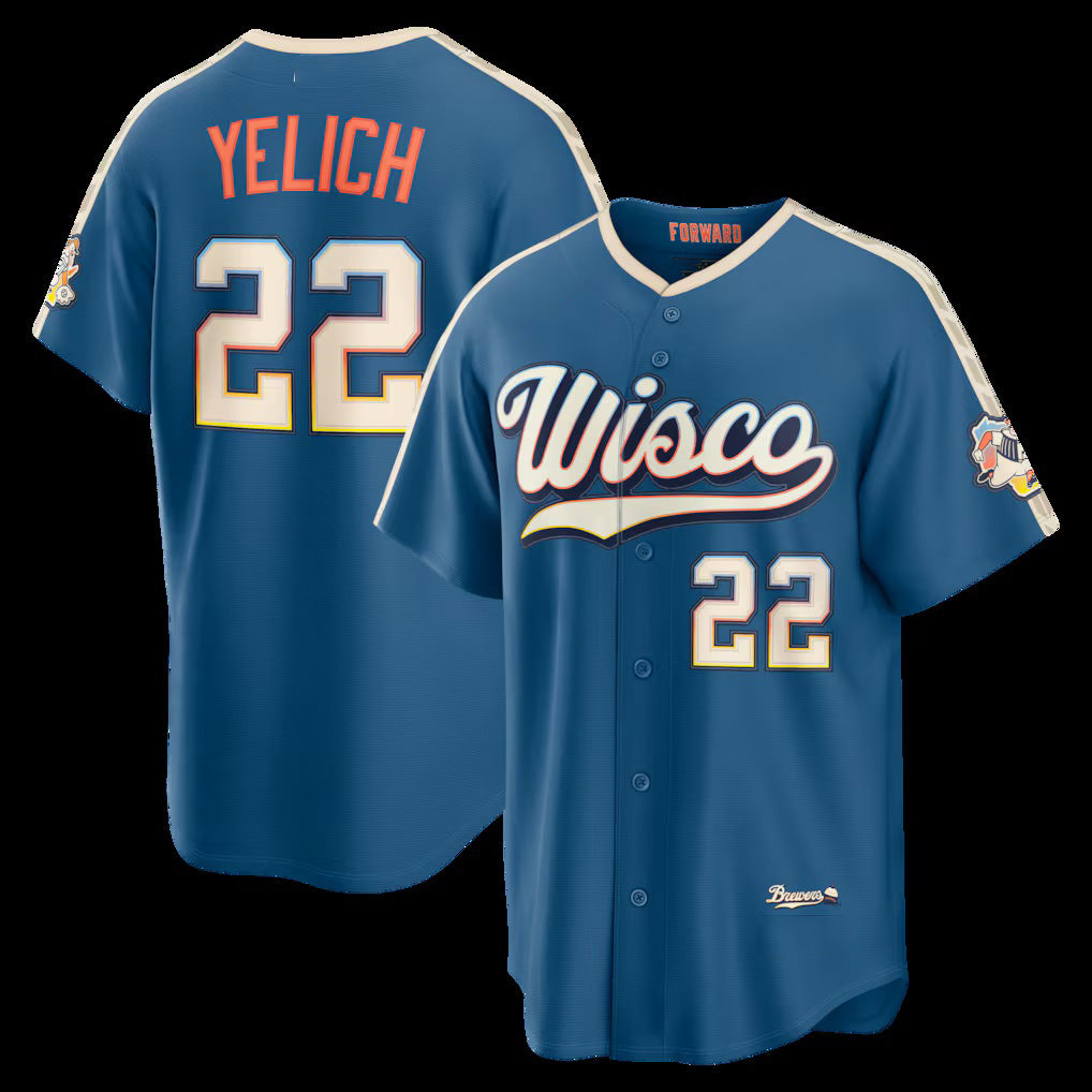 Milwaukee Brewers #22 Christian Yelich Mineral Blue Puhics 2026 City Connect Stadium Jersey