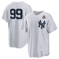 New York Yankees #99 Aaron Judge White Puhics 2024 World Series Cool Base Stitched Jersey
