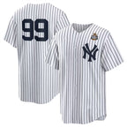 New York Yankees #99 Aaron Judge White Puhics 2024 World Series Cool Base Stitched Jersey