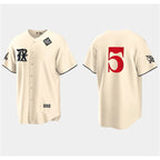 Texas Rangers #5 Corey Seager Cream Puhics 2023 World Series City Connect Stitched Jersey