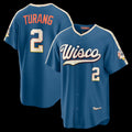 Milwaukee Brewers #2 Brice Turang Mineral Blue Puhics 2026 City Connect Stadium Jersey