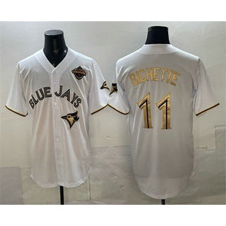 Toronto Blue Jays #11 Bo Bichette White Gold Puhics 2025 American League Champions Limited Stitched Jersey