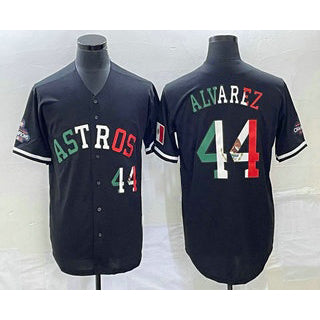Houston Astros #44 Yordan Alvarez Number Mexico Black Puhics Cool Base Stitched Jersey