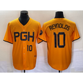 Pittsburgh Pirates #10 Bryan Reynolds Number Gold Puhics 2023 City Connect Stitched Jersey 2