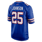 B.Bills #25 Ty Johnson Royal Team Game Stitched Football Jerseys
