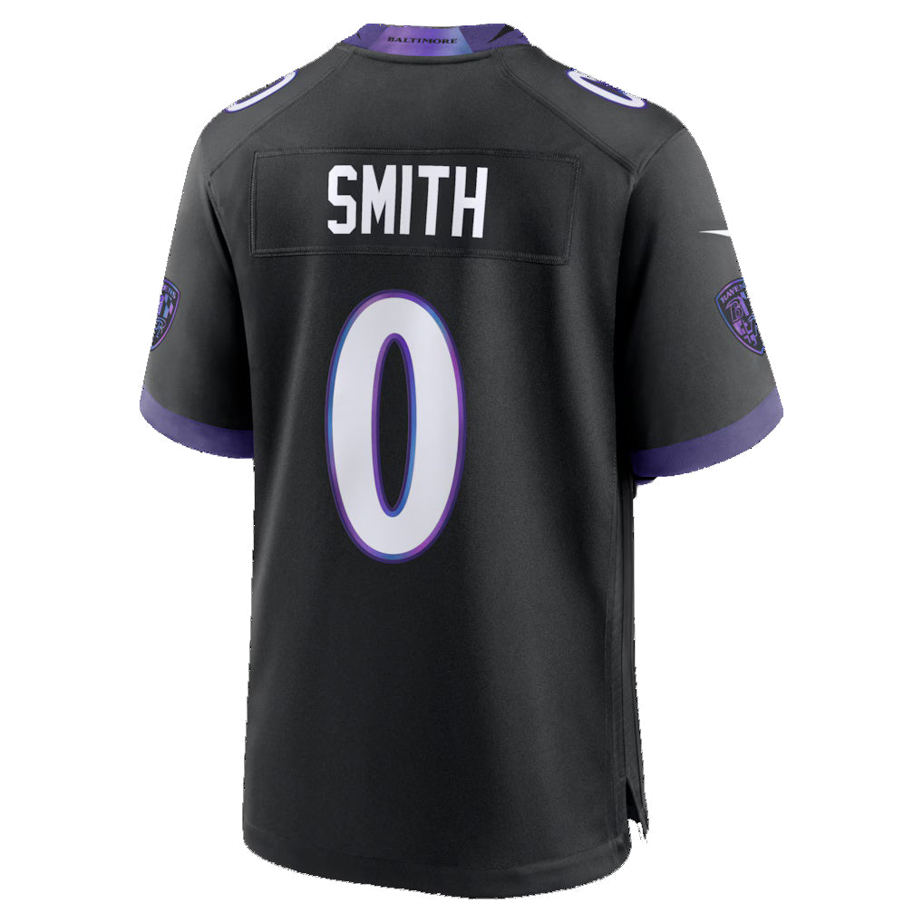 B.Ravens #0 Roquan Smith Black Alternate Game Stitched Football Jerseys