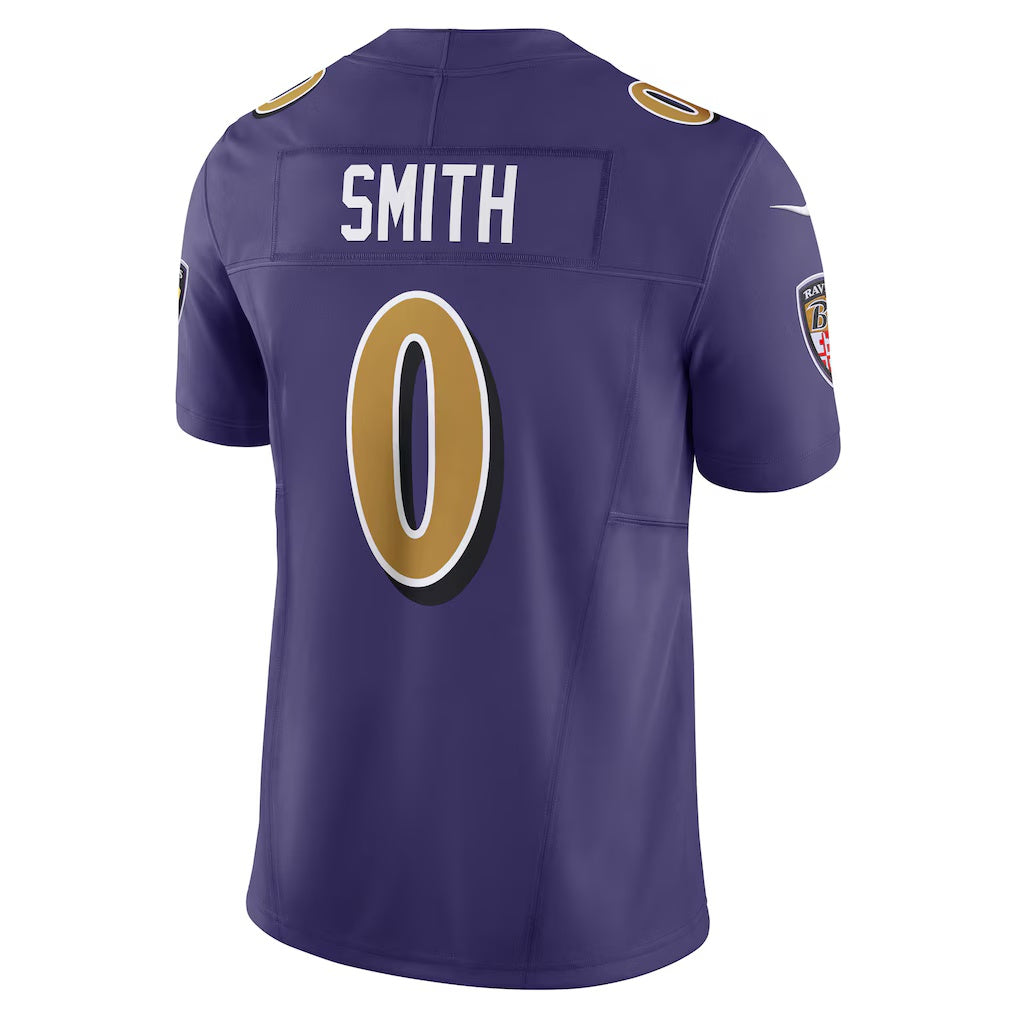 B.Ravens #0 Roquan Smith Purple Alternate 2 Vapor F.U.S.E. Limited Stitched Football Jerseys