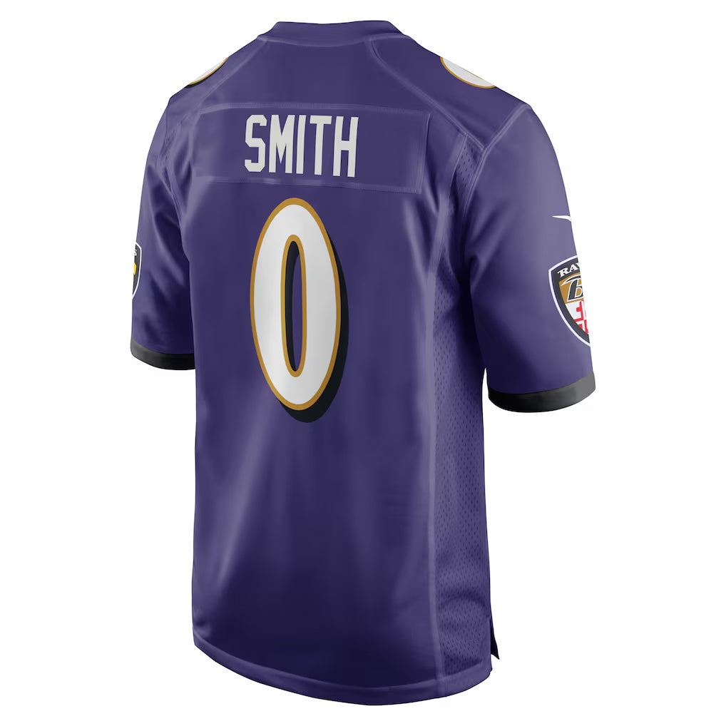 B.Ravens #0 Roquan Smith Purple Team Game Stitched Football Jerseys