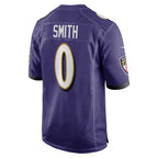 B.Ravens #0 Roquan Smith Purple Team Game Stitched Football Jerseys