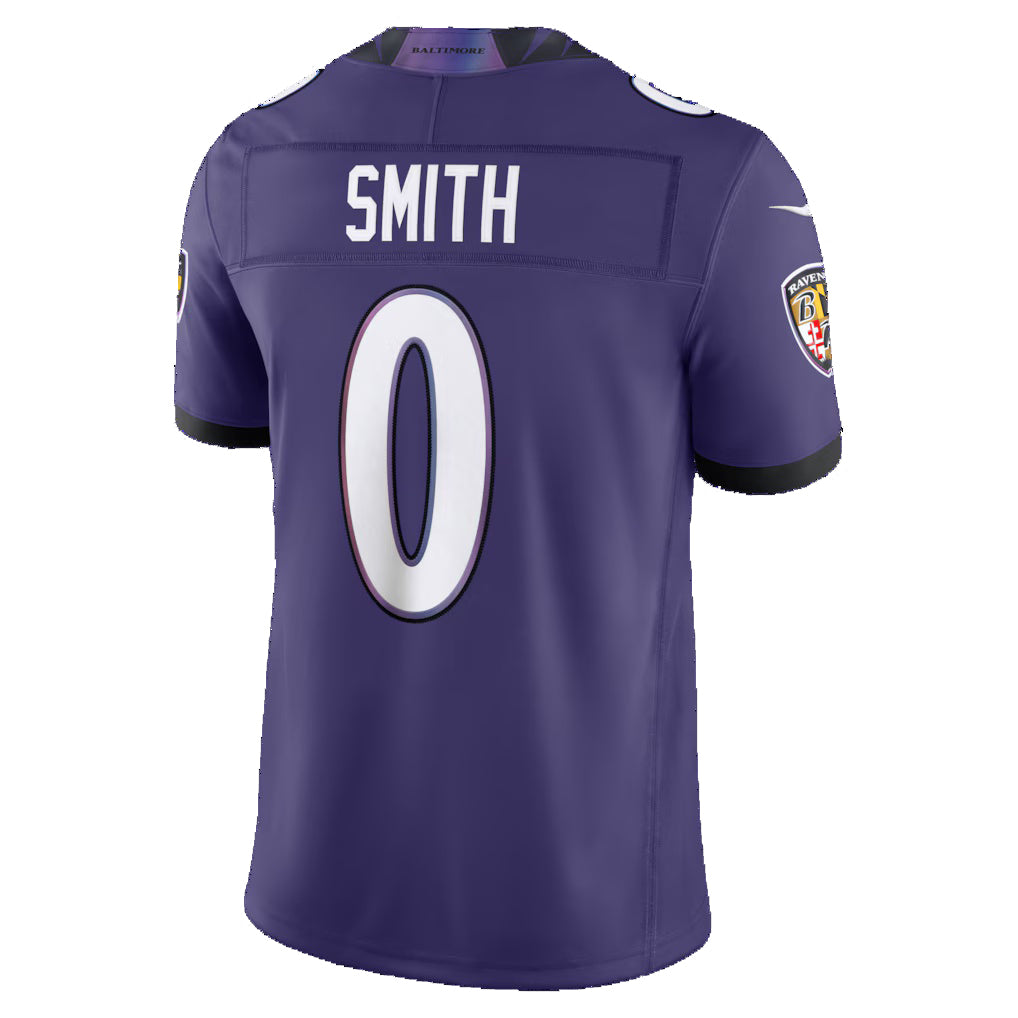 B.Ravens #0 Roquan Smith Purple Vapor F.U.S.E. Sewn Down Limited Stitched Football Jerseys