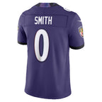 B.Ravens #0 Roquan Smith Purple Vapor F.U.S.E. Sewn Down Limited Stitched Football Jerseys