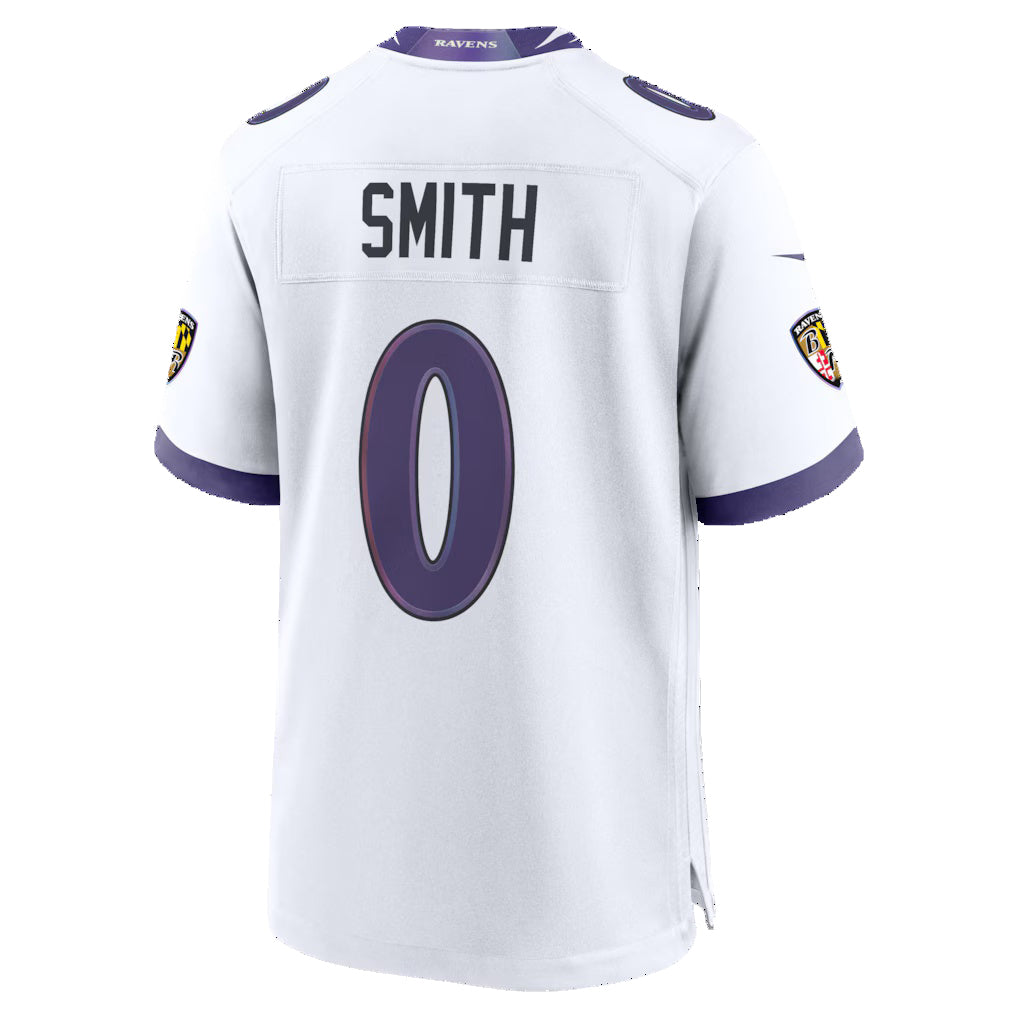B.Ravens #0 Roquan Smith White Game Stitched Football Jerseys