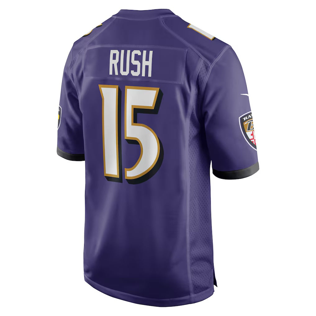 B.Ravens #15 Cooper Rush Purple Team Game Stitched Football Jerseys