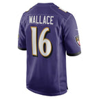 B.Ravens #16 Tylan Wallace Purple Game Stitched Football Jerseys