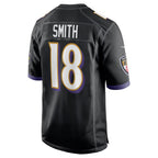 B.Ravens #18 Roquan Smith Black Alternate Game Stitched Football Jerseys