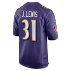 B.Ravens #31 Jamal Lewis Purple Game Retired Player Stitched Football Jerseys